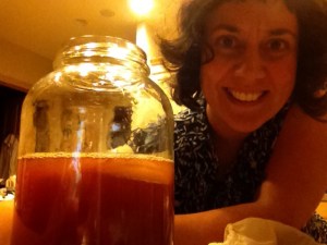 She's in there. It's like a spa bath, for scobies.